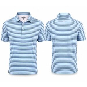 Straight Down Performance Polo Shirt‎ Mens XL  BLUE MULTI STRIPE Golf